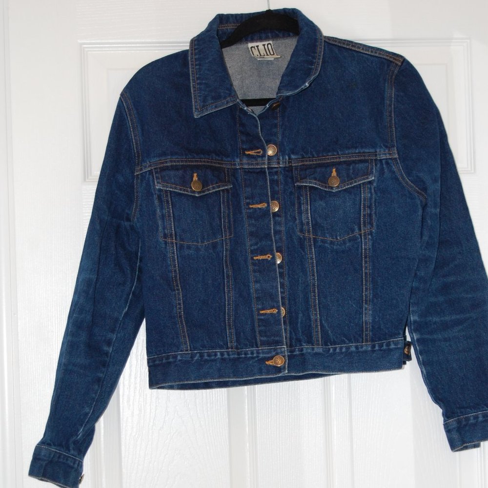 CLIO Dark Blue Jean Jacket Size Medium - Picture 3 of 11